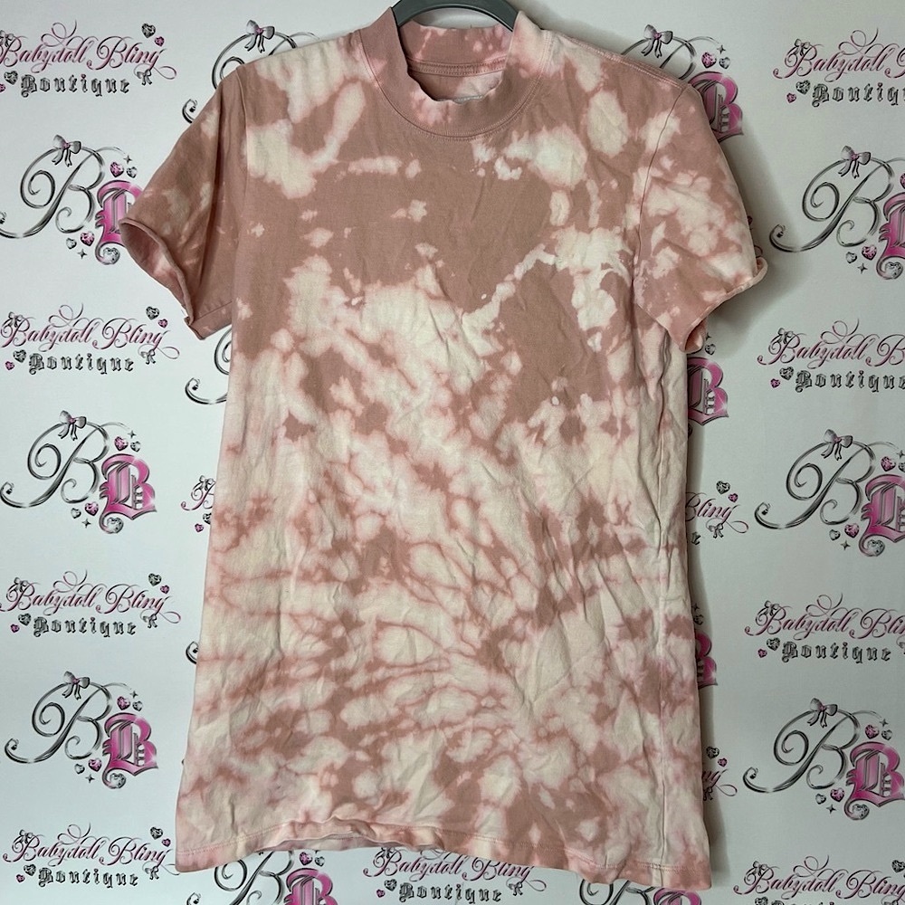 Province of Canada tshirt mini dress Pink Tie-Dye T-Shirt boho stretchy